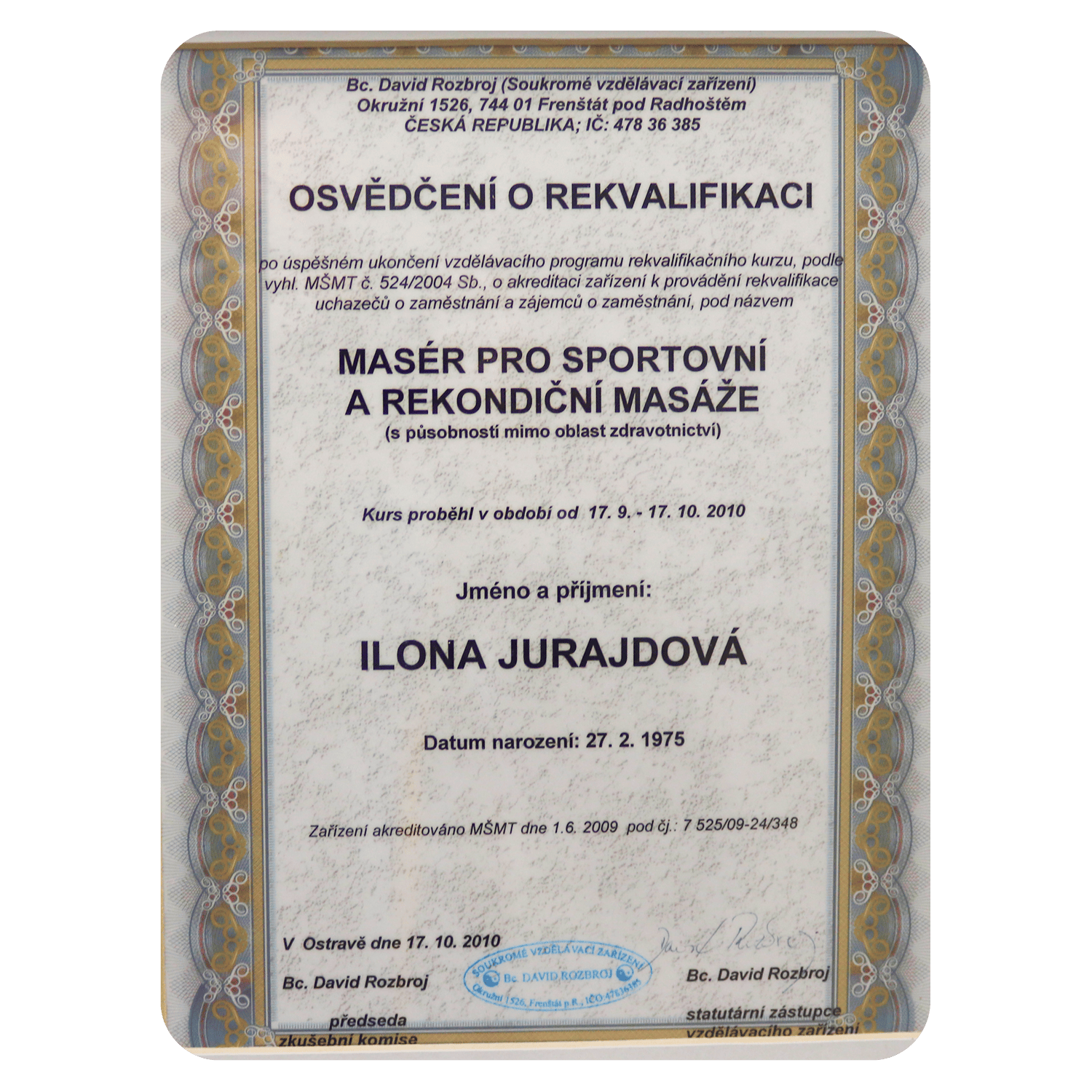 Masér pro sportovní a rekondiční masáže