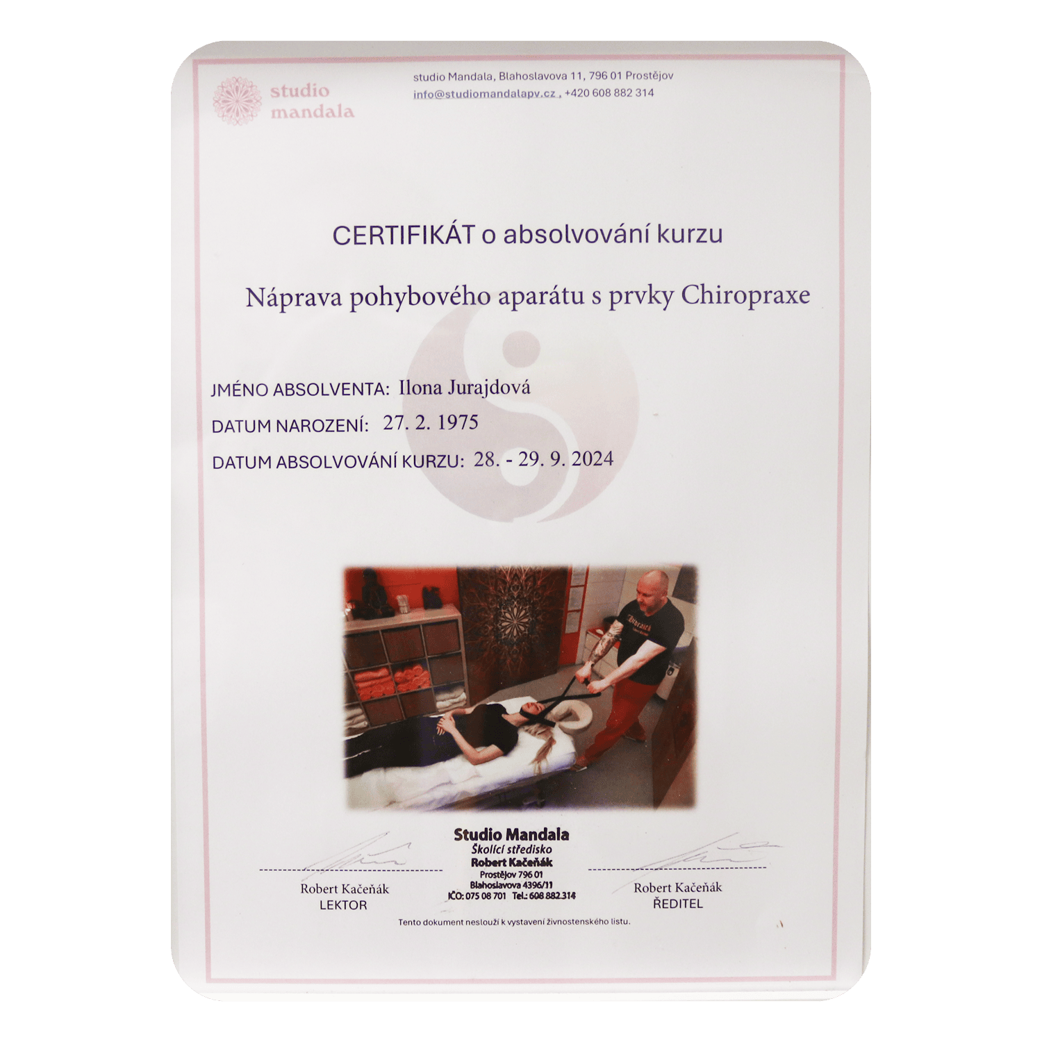 Náprava pohybového aparátu s prvky Chiropraxe